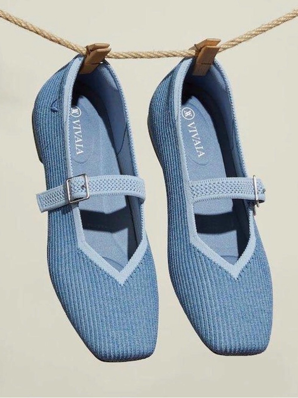 Vivaia Margot Mary Jane Denim Blue Flats shoes size 8/EU39 IMMACULATE